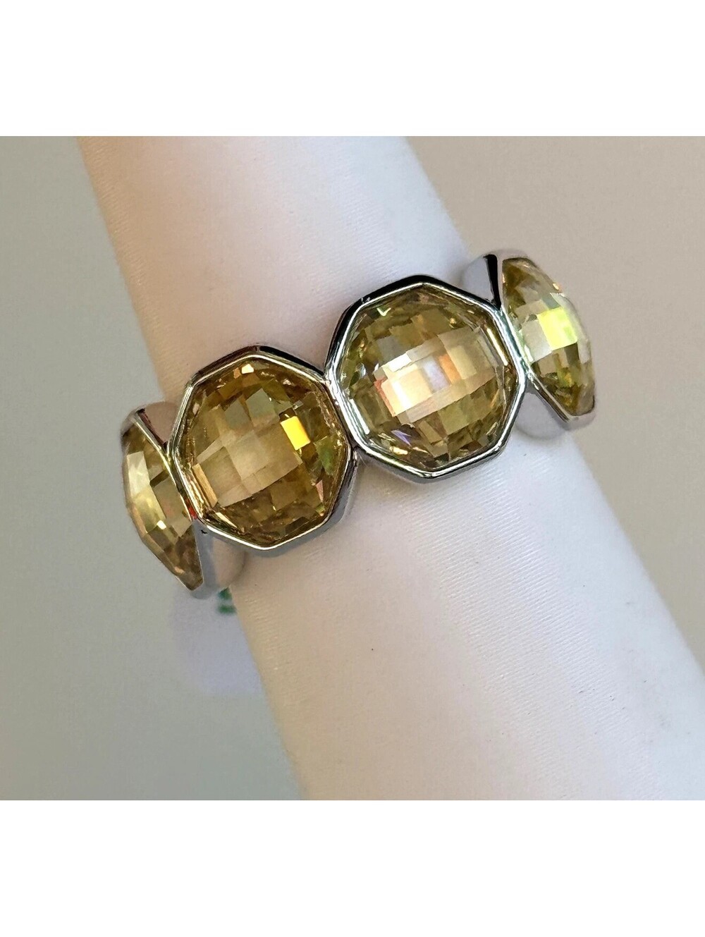 Bomb Party Ring Size 8 "Gilded Grit" Lemon on Rhodium RG22986
